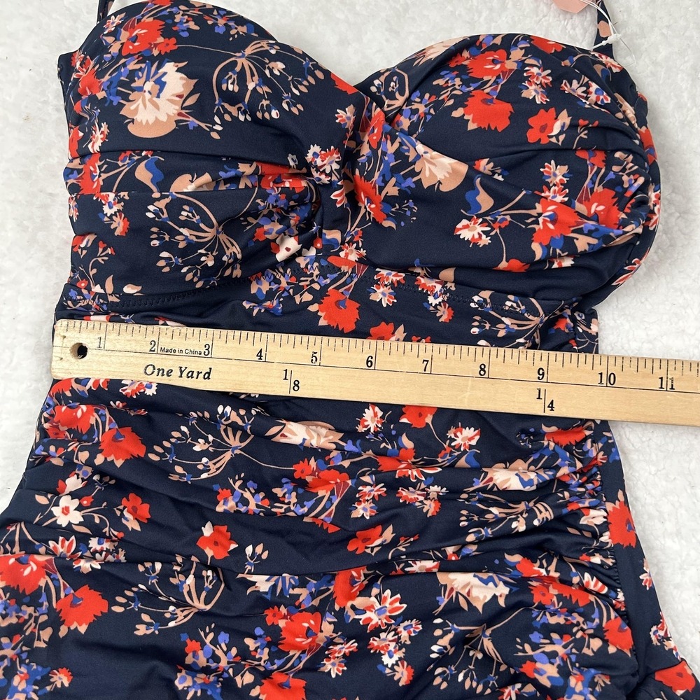 Dobreva Swimdress Womens Small Navy Floral Bandeau Skirted One Piece Swimwear - Picture 13 of 16